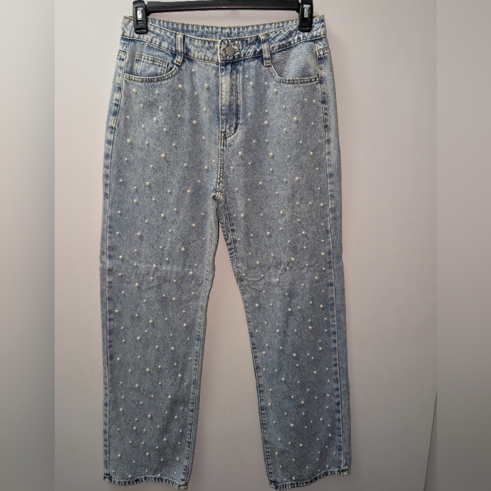 SIZE L PEARL EMBELLISHED JEAN